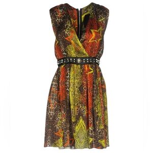 Philipp Plein Neon Orange & Yellow Animal-Print Maxi Dress